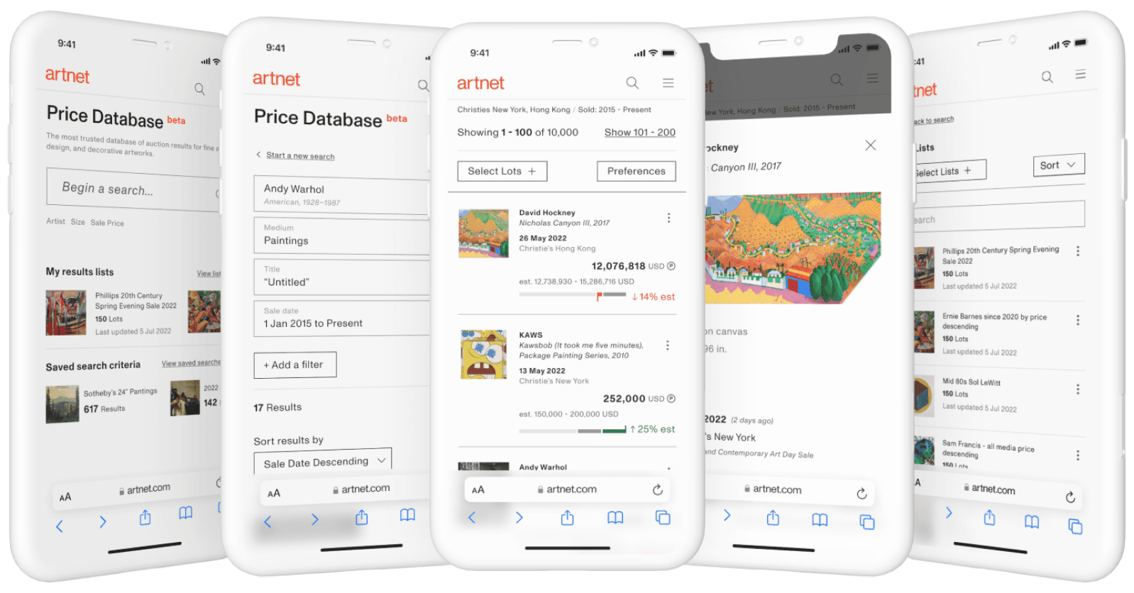 Mobile views of the new Price Database