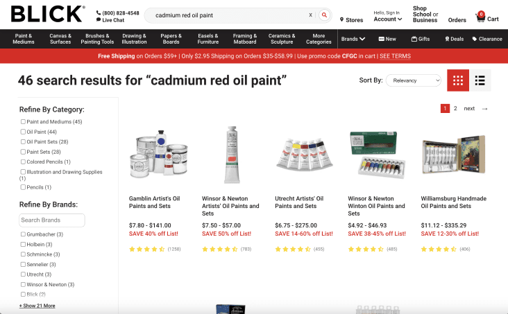 Blick paint shopping experience